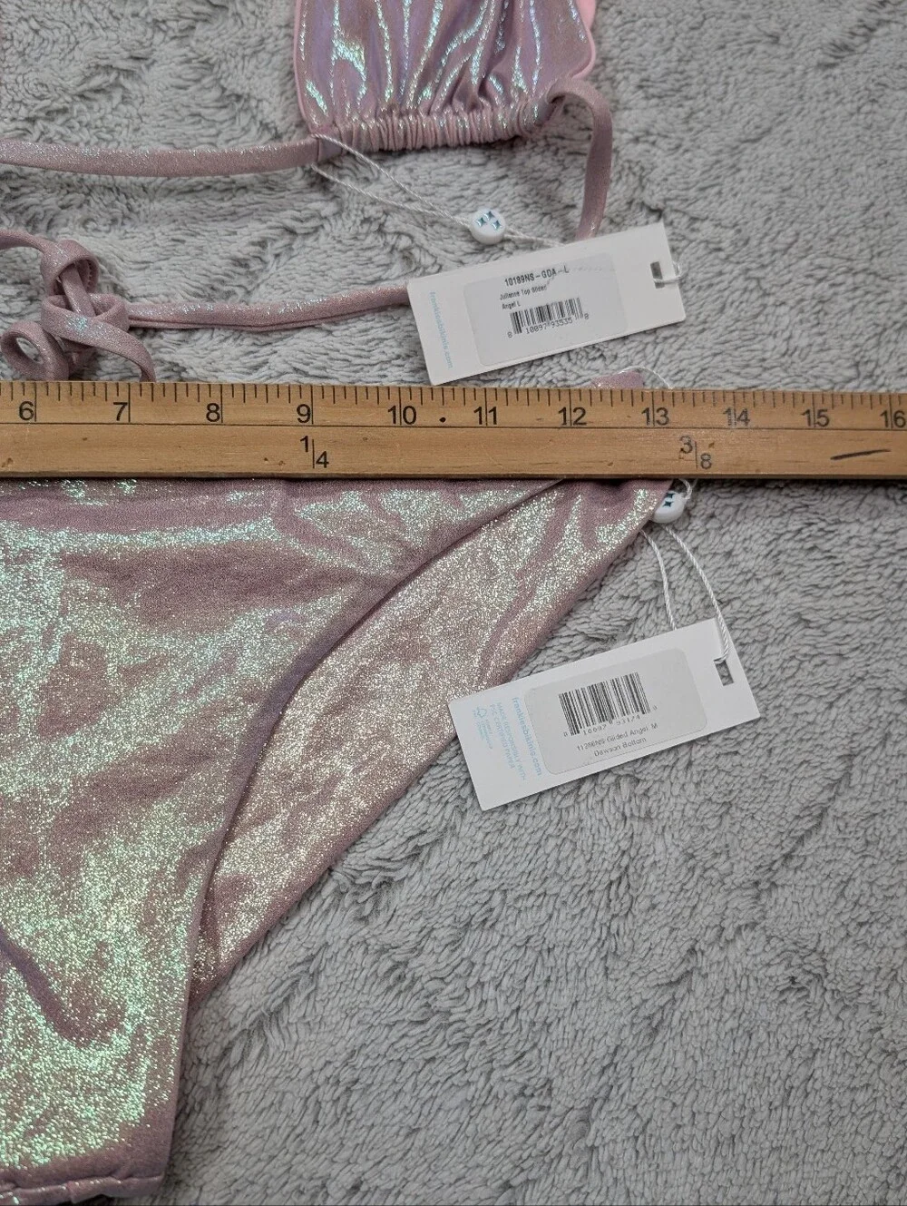 Frankies Bikinis Set Womens M/L Pink Iridescent Julianne Top Dawson Bottom NEW
